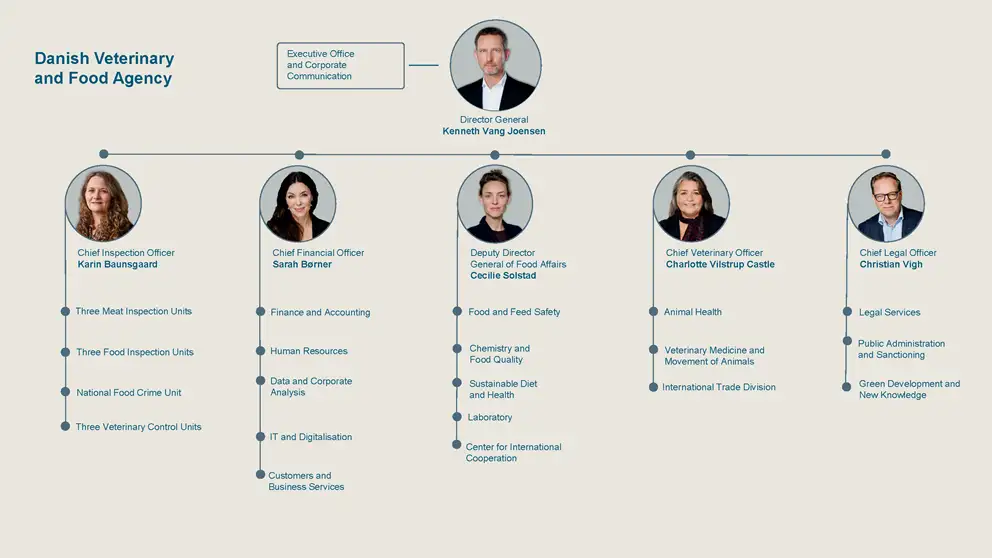 Organization chart for the Danish Veterinary and Food Agency